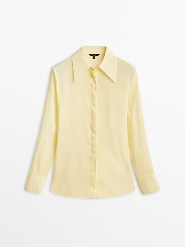 黄色真丝混纺衬衫