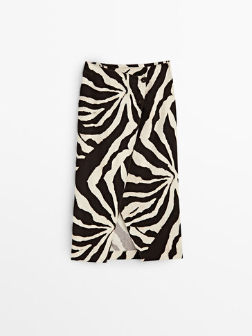 Zebra print linen skirt