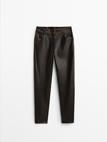 Black nappa leather trousers