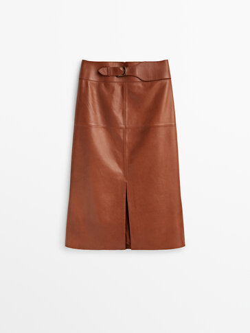 Nappa leather skirt with buckle