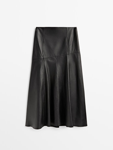 Long nappa leather skirt
