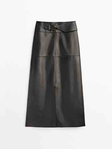 Nappa leather skirt with buckle