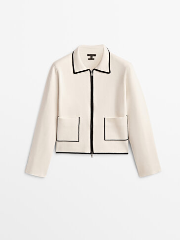 Polo jacket with contrast seams
