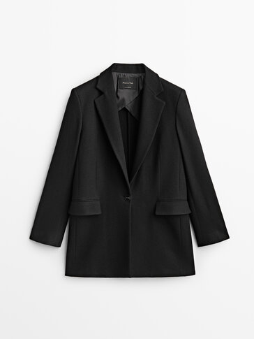 Black 100% wool suit blazer