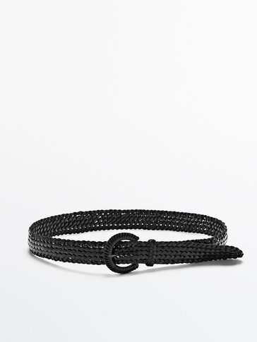 Black braided leather belt
