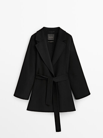 Short black wool blend coat