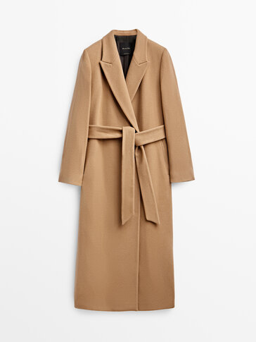 Long wool blend robe coat