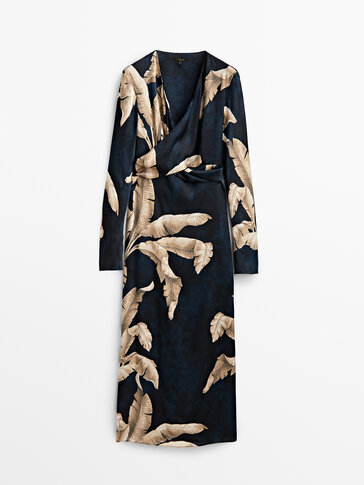 Long palm tree print dress