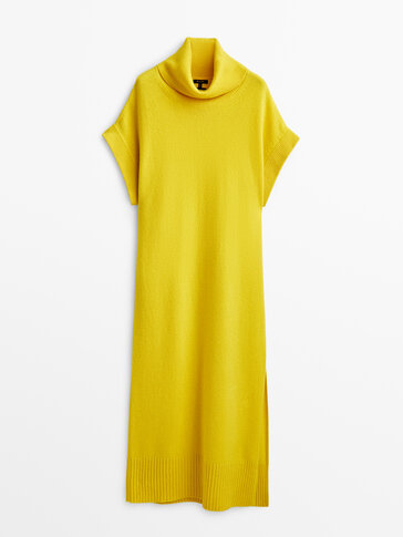 Short sleeve wool and cashmere blend dress