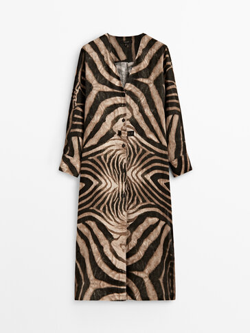 100% linen zebra print dress