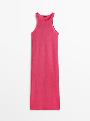 Fuchsia dress with side vents
