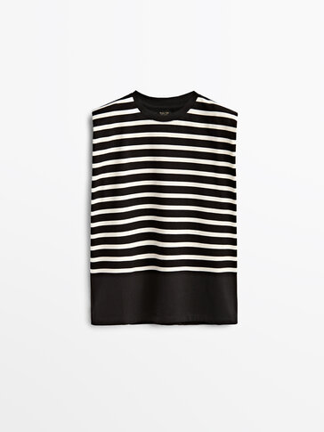 Striped T-shirt with shoulder pads
