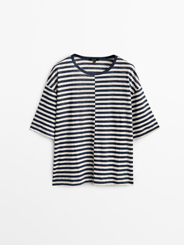100% linen striped T-shirt