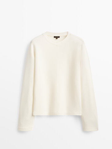 Cotton sweatshirt with central seam