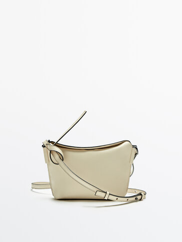 Leather crossbody bag with seam details