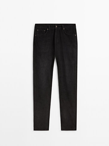 Slim fit corduroy denim-effect trousers