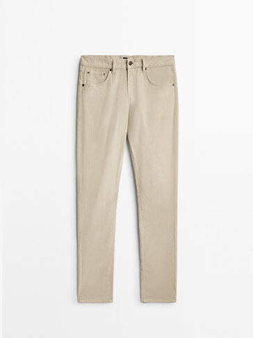 Slim fit corduroy denim-effect trousers