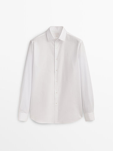 Regular fit cotton-linen blend shirt