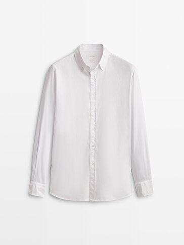 Textured 100% cotton regular fit shirt