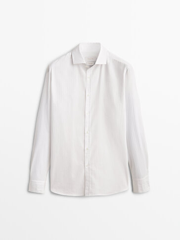 100% cotton slim-fit herringbone shirt