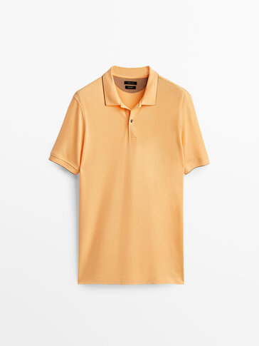 Contrast short sleeve cotton polo shirt