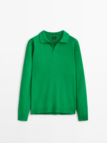 Wool and cashmere polo sweater