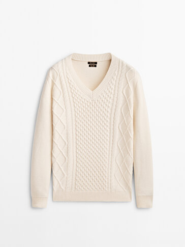 Cable-knit V-neck sweater Limited Edition