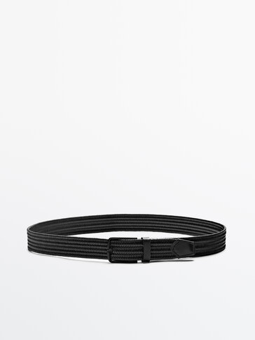 Braided elastic leather belt