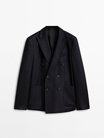 Navy blue wool double-breasted blazer - Limited Edition