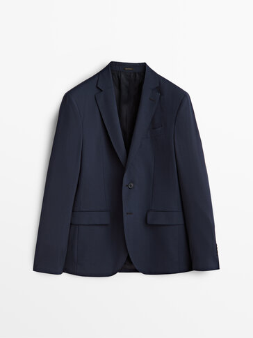 Blue wool suit blazer