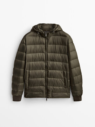 Quilted down puffer jacket with hood