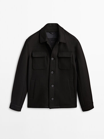 Wool overshirt with removable lining
