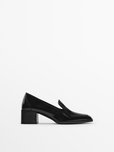 Leather block heel shoes with square toe - Limited Edition