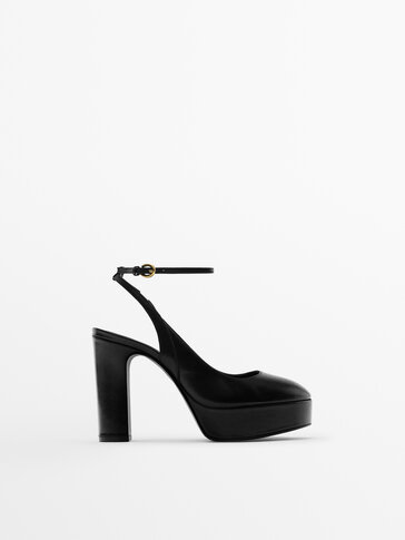 High-heel slingback leather platform shoes - Studio