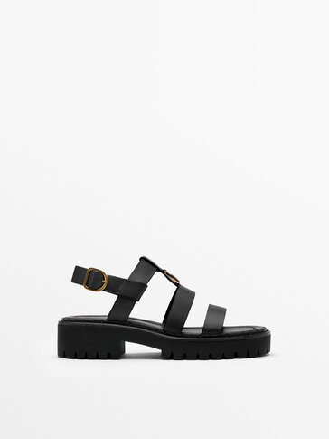 LEATHER SANDALS WITH TRACK SOLE