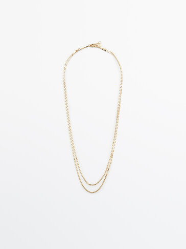 Gold-plated pointed double chain necklace