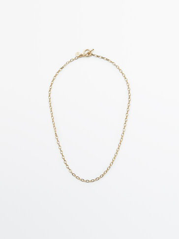 Gold-plated thin chain link necklace