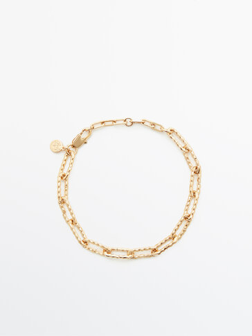 Gold-plated textured chain bracelet