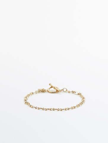 Gold-plated thin chain link bracelet