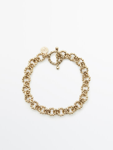 Gold-plated link beads bracelet