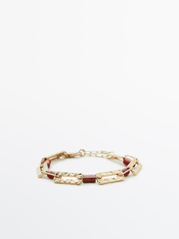 Gold-plated bracelet with coloured stones