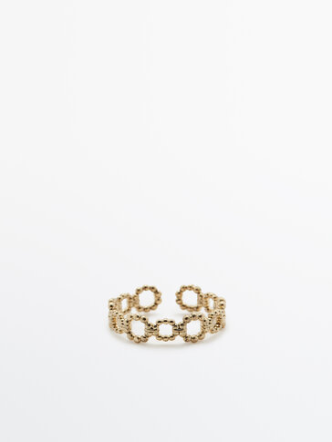 Gold-plated link beads ring
