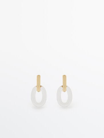 Hoop earrings with glass pendant