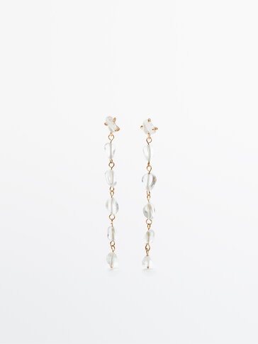 White rhinestone dangle earrings