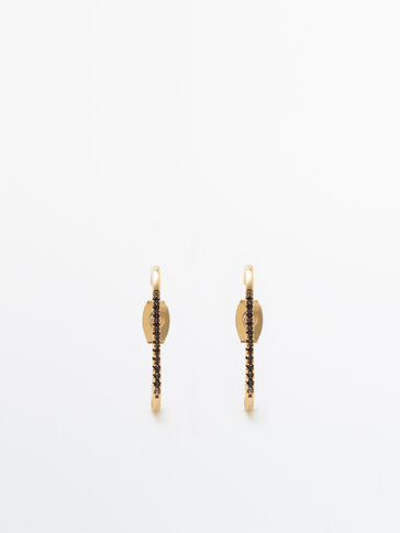 Medium diamanté hoop earrings