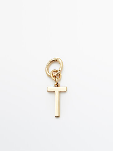 Gold-plated letter T charm