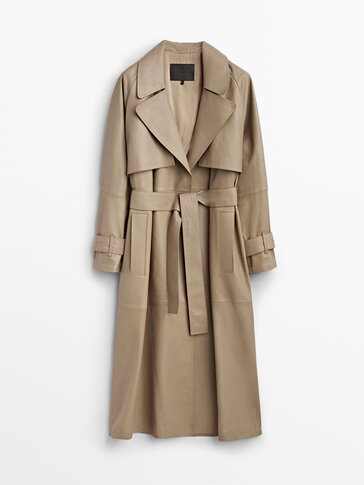 Belted nappa trench coat
