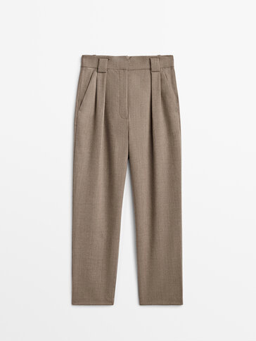 Wool flannel trousers with darts