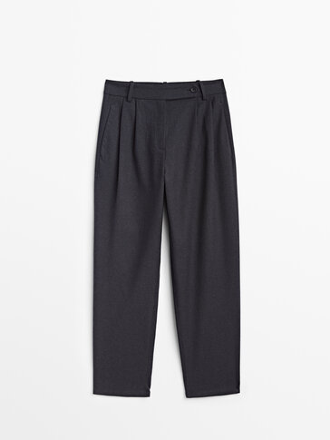 Cotton houndstooth darted trousers