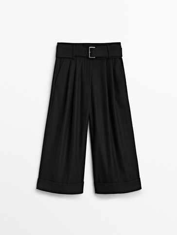 Wool culottes with belt